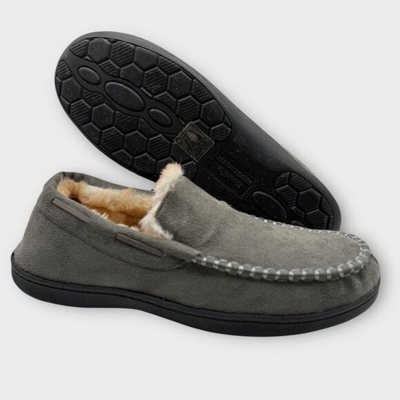 Eddie Bauer Suede Shearling Slippers Mens L US 9.5-10.5 Moccasins - Picture 1 of 9